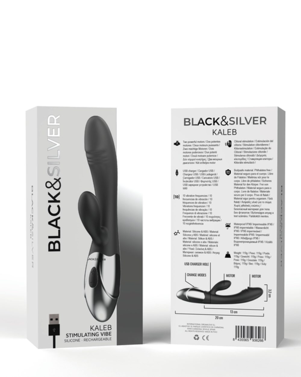 KALEB Vibromasseur Silicone Black&Silver