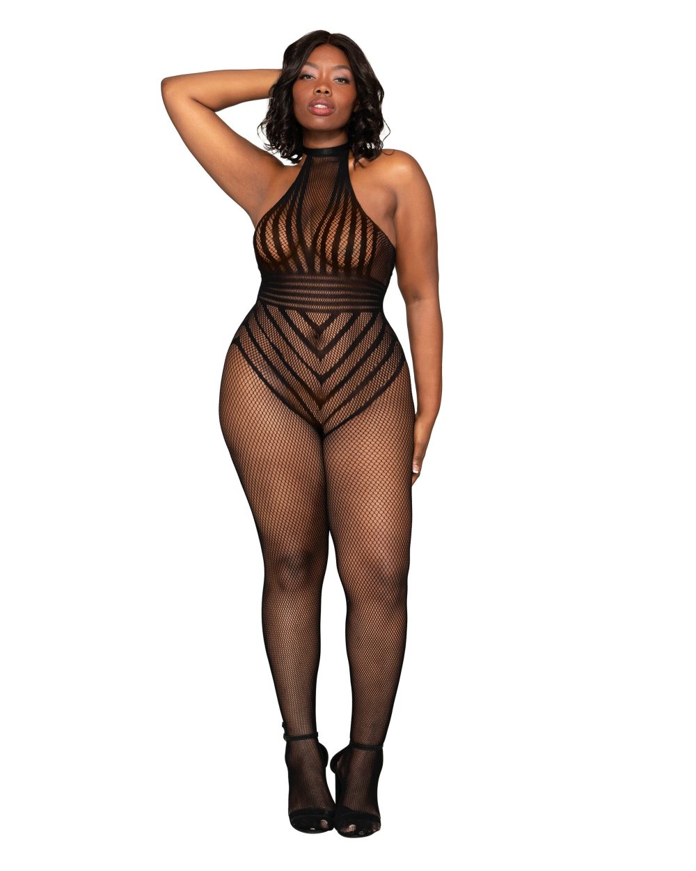 Dreamgirl Plus Size Lace Teddy Bodystocking with Thigh High Stockings